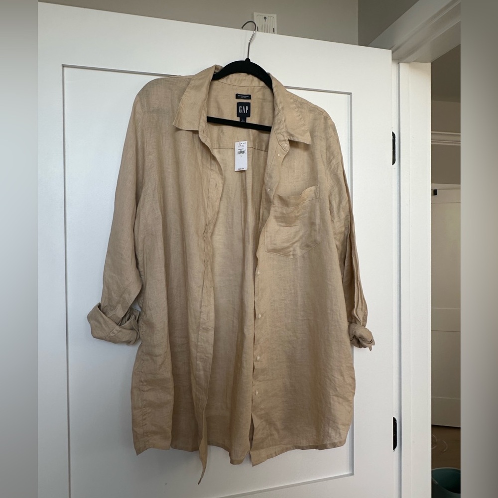 NWT Gap Linen Boyfriend Shirt